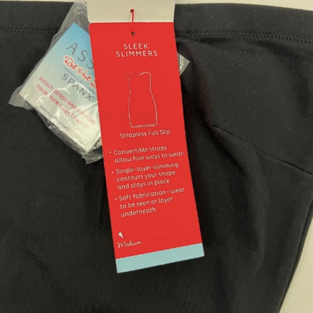 Spanx NWT Assets Red Hot Label Black Sleek Slimmers Full Slip Convertible 1X - Picture 10 of 14